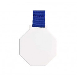 Medalis metalinis aštuoniakampis 60mm MC6003 baltos spalvos