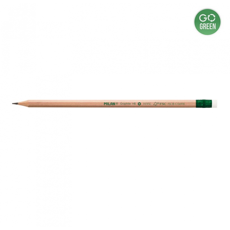 Pieštukas ekologiškas MILAN FSC su trintuku, HB, pak.12