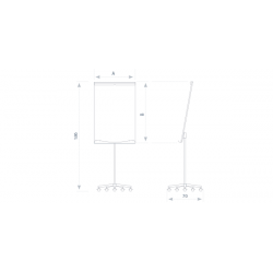 Mobile magnetic easel with wheels 70x100cm