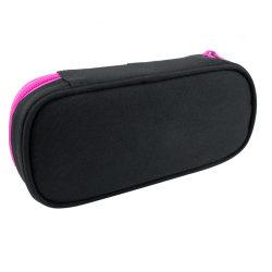Pencil case with zipper KITE black with pink detail