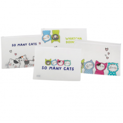 Folder A5 with zipper SO MANY CATS, assorted colors