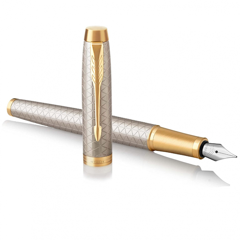 Fountain pen PARKER IM PREMIUM Warm Silver GT, silver in gold finish