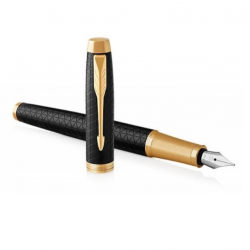 Fountain pen PARKER IM PREMIUM BLACK GT, black color with gold-colored details