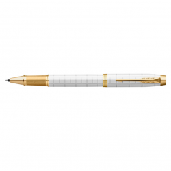 Rollerball pen PARKER IM PREMIUM PEARL GT, silver (pearl) color with gold-colored details