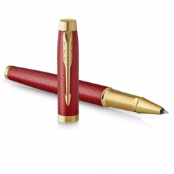 Rollerball pen PARKER IM PREMIUM RED GT, red in gold finish trim