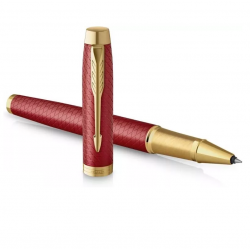 Rollerball pen PARKER IM PREMIUM RED GT, red color with gold-colored details