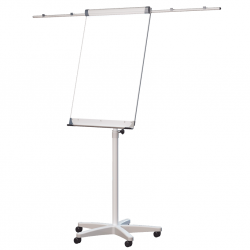 Mobile magnetic flipchart easel with wheels and 2 metal paper holders, 70x100cm