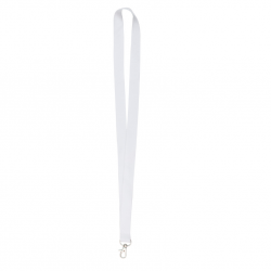 Lanyard for ID card with metal clip, white color, COOL