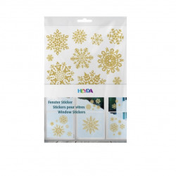 Christmas Window Stickers for Decoration HEYDA, Snowflakes, Gold Color
