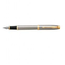 Fountain pen PARKER IM BRUSHED METAL GT, silver color with gold-colored details