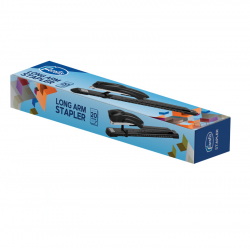 Long arm stapler with ruler FOROFIS, 20 sheets, black color