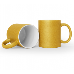 Glossy mug GOLD GLITTER, 330 ml, gold, sublimation
