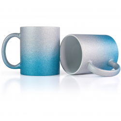 Glossy mug OMBRE 330 ml, gray-blue, sublimation