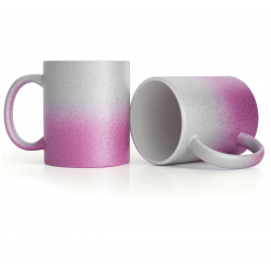 Glossy mug OMBRE, 330 ml, gray-pink color, sublimation