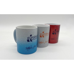Glossy mug OMBRE, 330 ml, gray-pink color, sublimation