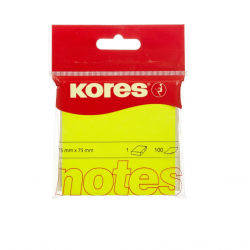 Sticky notes KORES 75x75mm, 100 sheets, yellow color, pack of 12