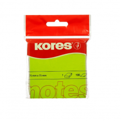Sticky notes KORES 75x75mm, 100 sheets, green color, pack of 12