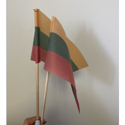 Lithuanian flag, fabric with wooden handle