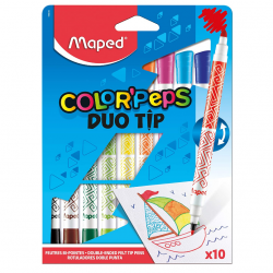 Double-sided felt-tip pens MAPED DUO TIP, 10 colors