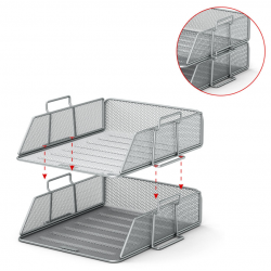 Letter tray metal mesh, silver color