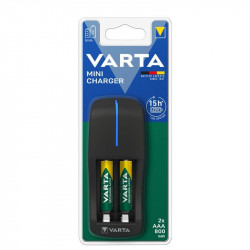 The mini charger charges VARTA 2xAAA batteries