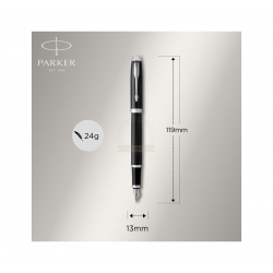 Pen set PARKER IM CT, fountain pen + ballpoint pen, black color with silver-colored details