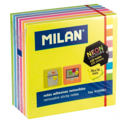 Sticky notes MILAN NEON 75x75mm, 7 colors, 400 sheets, cube