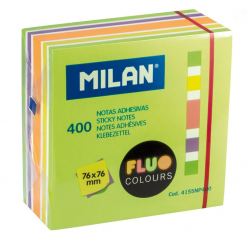 Sticky Notes MILAN FLUO 75x75mm, 6 colors, 400 sheets, cube