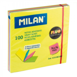 Sticky Notes MILAN FLUO 76x76mm, 4 colors, 100 sheets