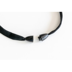 Lanyard for ID card with reel, clip, and phone strap, black color