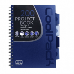 Studento knyga su spirale COOLPACK B5 200l 4 skirtukai, langeliais, mėlyna sp.