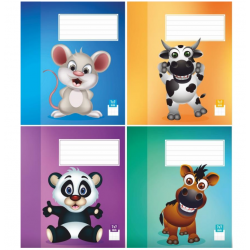 Notebook with a cardboard cover for 1st grade, 12 sheets, 100gsm, with grid squares