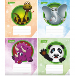 Notebook with a cardboard cover for 1st grade, 12 sheets, 100gsm, with lines
