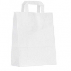 Popierinis maišelis su rankenėlėmis baltas 225x120x290mm 70gsm, įp.250 vnt.