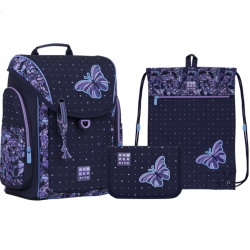 Set: backpack, bag, pencil case KITE, multicolored, blue color