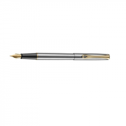 Fountain pen DIPLOMAT TRAVELLER M, silver color body, gold-colored details