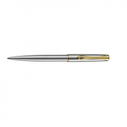 Ballpoint pen DIPLOMAT TRAVELLER, glossy silver color body with gold-colored details