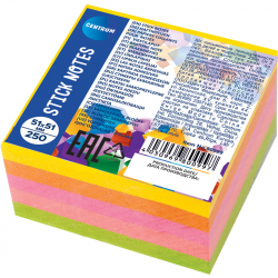 Sticky notes 51x51mm NEON 5colors x 50sheets, cube CENTRUM