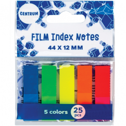 Plastic index tabs 45x12 mm, 25x5 colors, CENTRUM, pack of 72