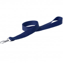 Lanyard for ID card with metal clip, dark blue color, COOL