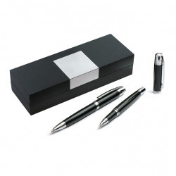 Pen set: gel pen + ballpoint pen CALIFORNIA, black with silver detail