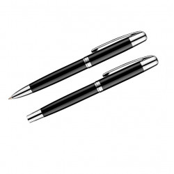 Pen set: gel pen + ballpoint pen CALIFORNIA, black with silver detail