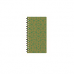 Notebook calendar MIDI SPIRAL CARDBOARD, 95x170mm, GREEN PATTERN