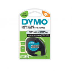 DYMO LETRATAG tape, 12mm x 4m, metallic, silver color