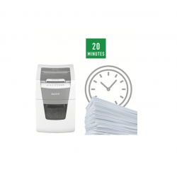 Automatic document shredder LEITZ IQ SMALL OFFICE 100 P4 with waste bin