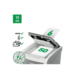 Automatic document shredder LEITZ IQ SMALL OFFICE 50 P4 with waste bin