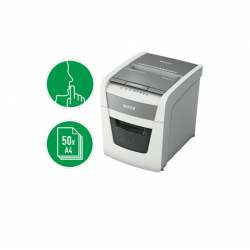 Automatic document shredder LEITZ IQ SMALL OFFICE 50 P4 with waste bin