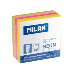 Sticky notes MILAN NEON 50x50mm, 5 colors, 250 sheets, cube