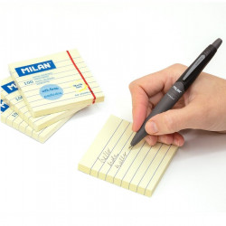 Sticky Notes with Lines MILAN FLUO 76x76mm, 100 sheets, yellow color.