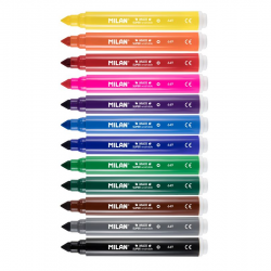 MILAN JUMBO MAXI SUPERWASHABLE markers, 12 colors